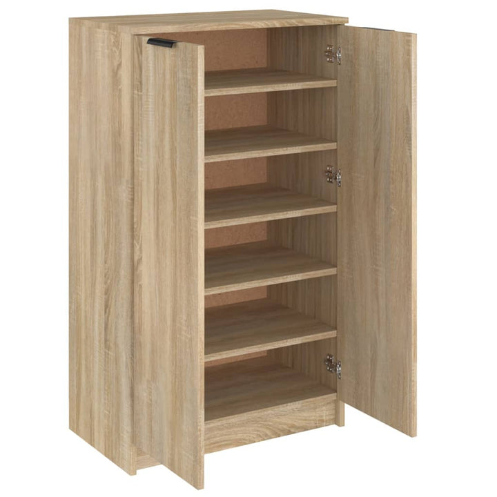 Schoenenkast 59x35x100 cm bewerkt hout sonoma eikenkleurig - Griffin Retail