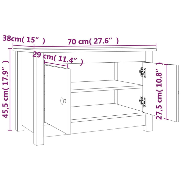 Schoenenkast 70x38x45,5 cm massief grenenhout - Griffin Retail