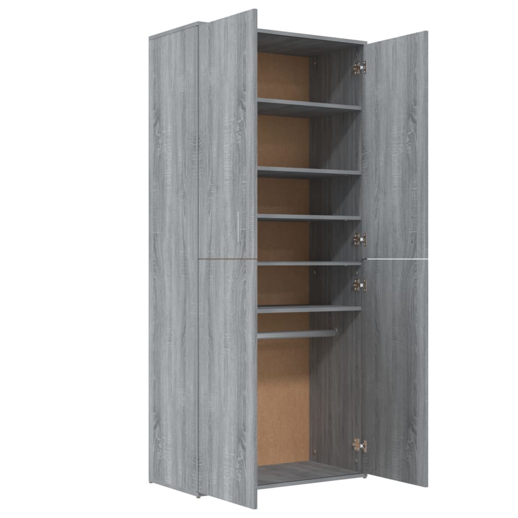 Schoenenkast 80x39x178 cm bewerkt hout grijs sonoma eikenkleur - Griffin Retail