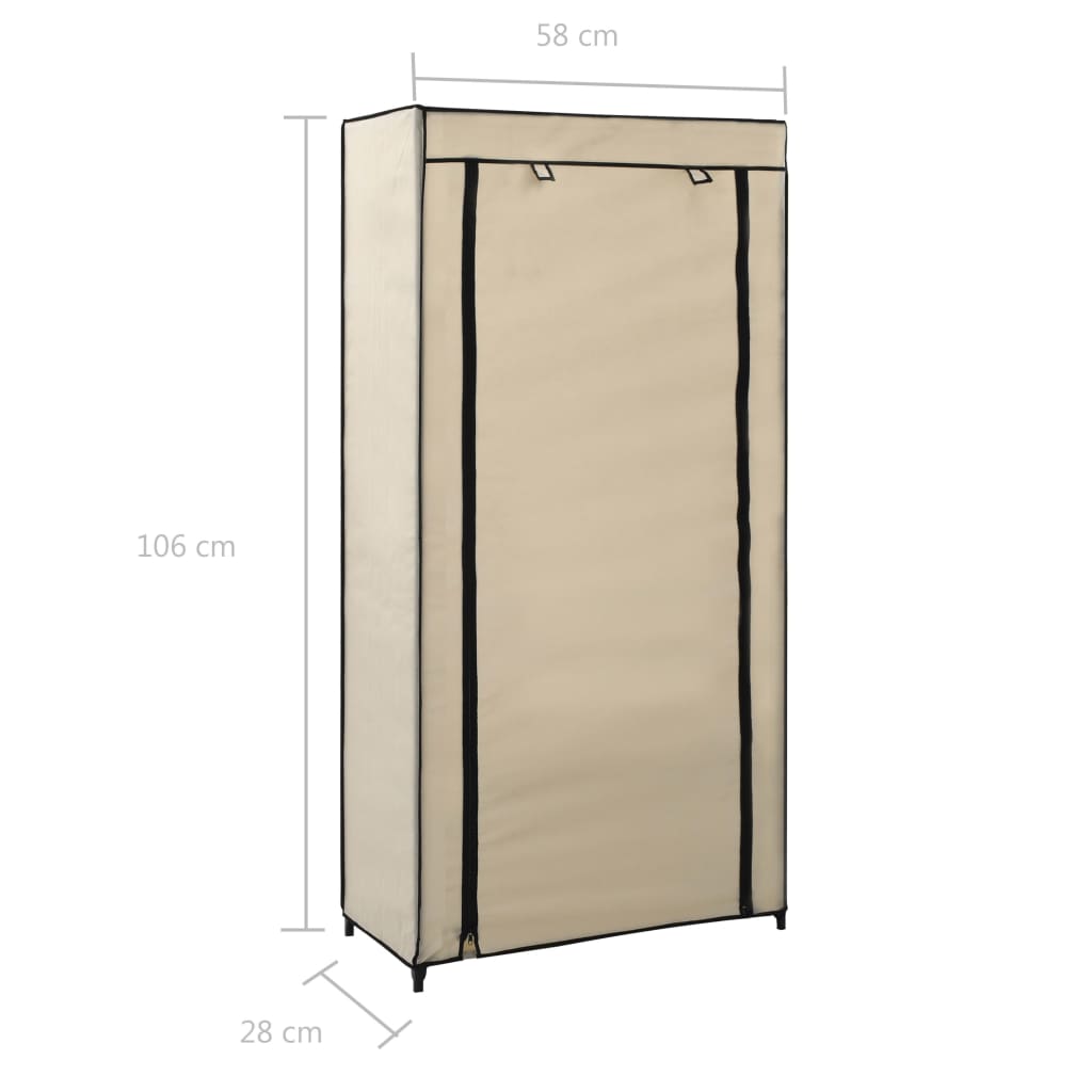 Schoenenkast met hoes 58x28x106 cm stof crème - Griffin Retail