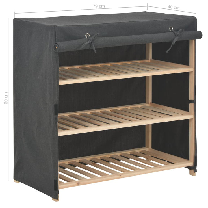 Schoenenkast met hoes 79x40x80 cm stof grijs - Griffin Retail