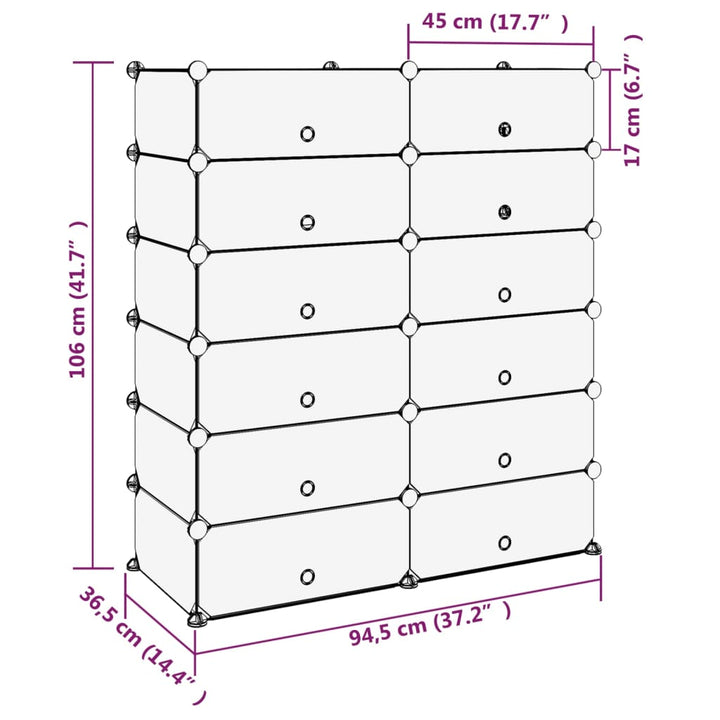 Schoenenrek 94,5x36,5x106 cm polypropeen transparant - Griffin Retail