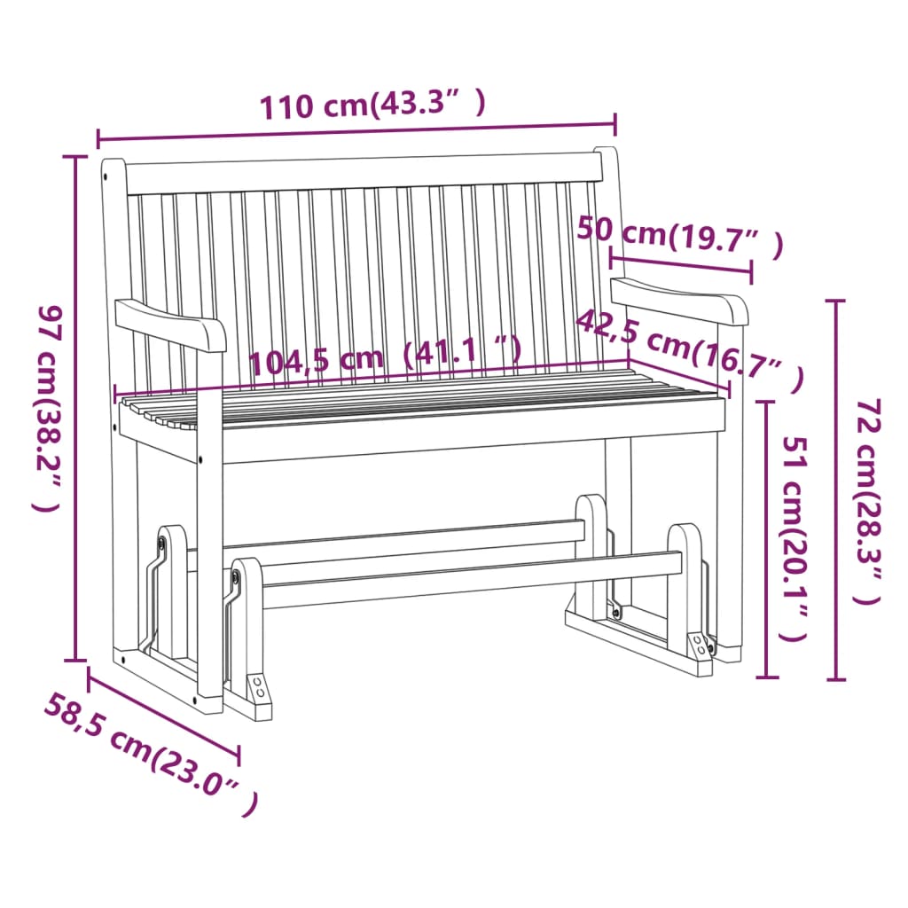 Schommelbank 110 cm massief acaciahout - Griffin Retail