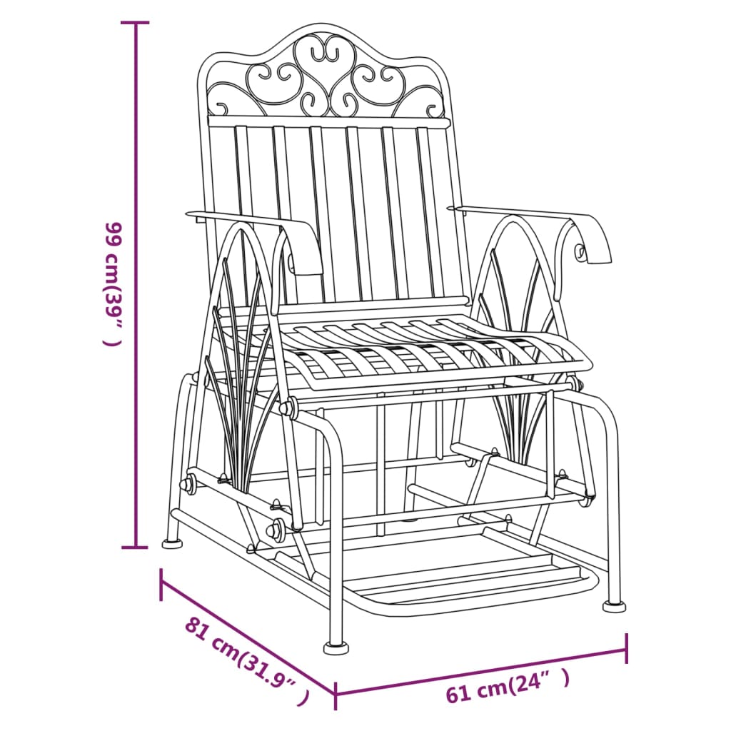 Schommelstoel 61 cm staal zwart - Griffin Retail