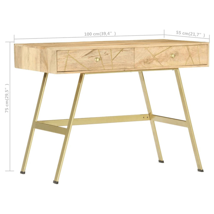 Schrijftafel met lades 100x55x75 cm massief mangohout - Griffin Retail