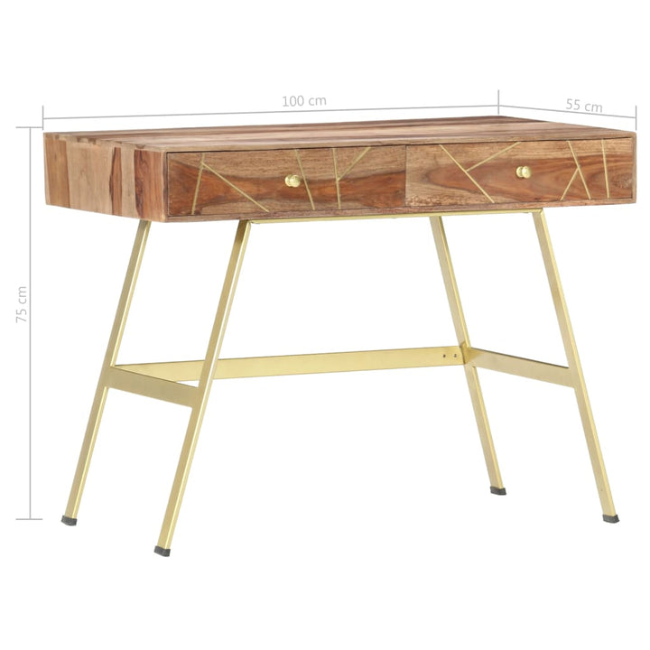 Schrijftafel met lades 100x55x75 cm massief sheeshamhout - Griffin Retail