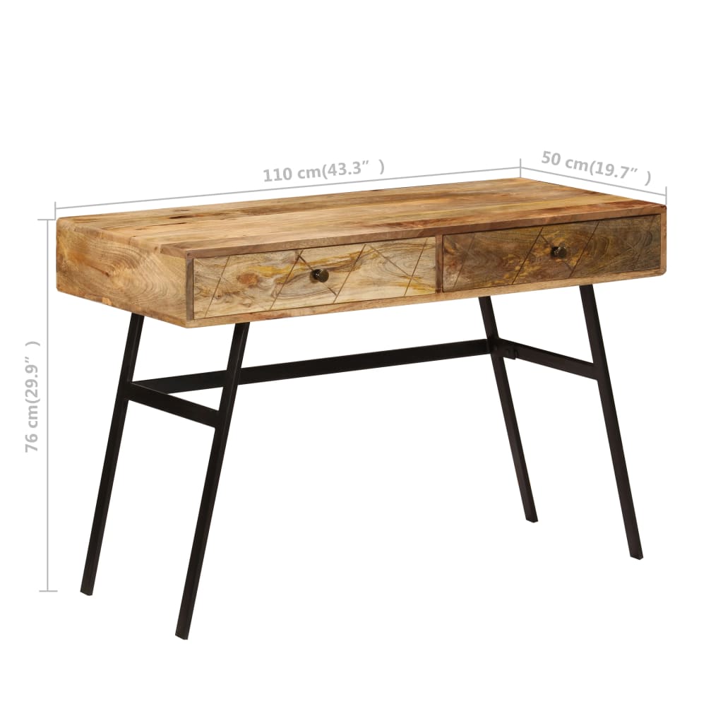 Schrijftafel met lades 110x50x76 cm massief mangohout - Griffin Retail