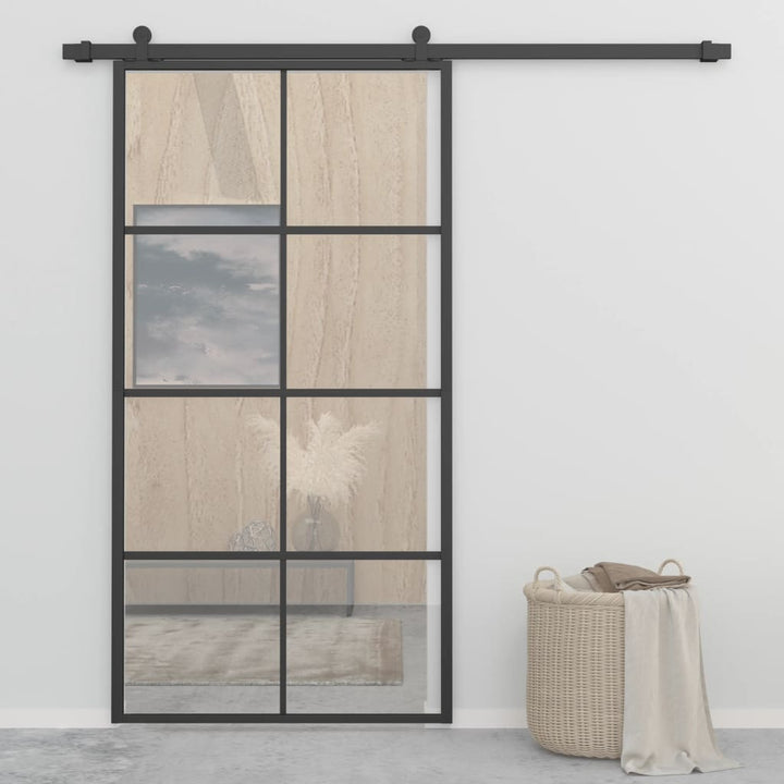 Schuifdeur 102,5x205 cm aluminium en ESG-glas zwart - Griffin Retail