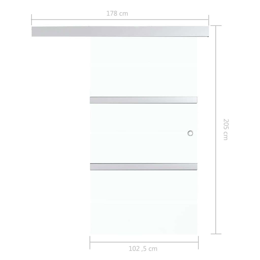 Schuifdeur 102,5x205 cm ESG-glas en aluminium zilverkleurig - Griffin Retail