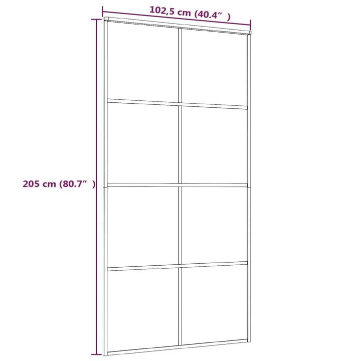 Schuifdeur 102,5x205 cm ESG-glas en aluminium zwart - Griffin Retail