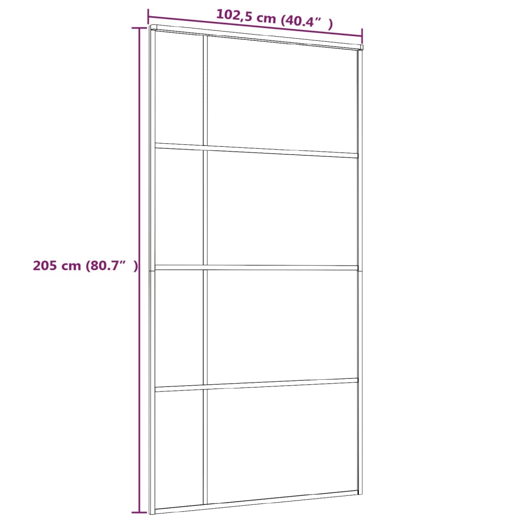 Schuifdeur 102,5x205 cm ESG-glas en aluminium zwart - Griffin Retail