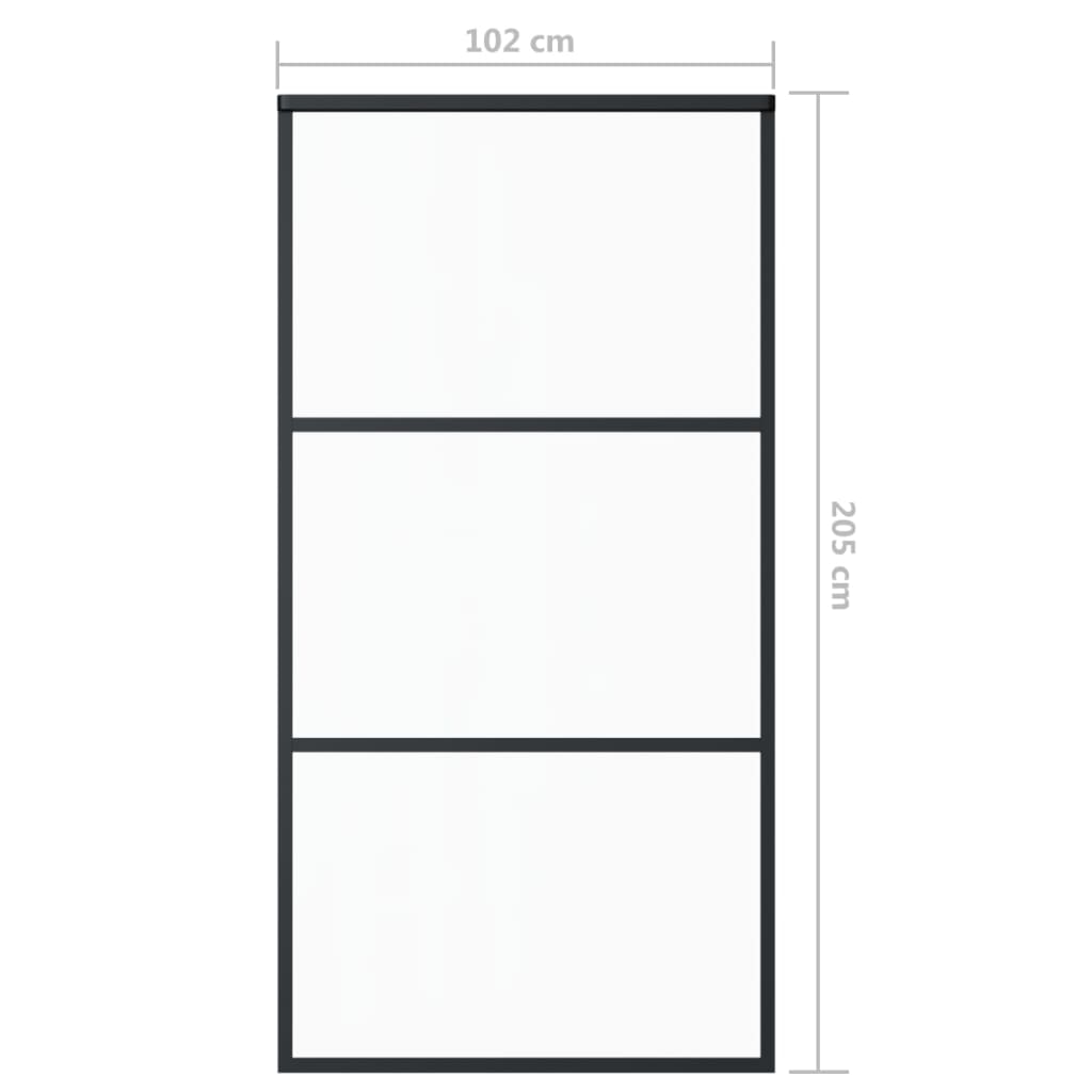 Schuifdeur 102x205 cm ESG-glas en aluminium zwart - Griffin Retail