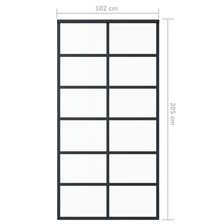 Schuifdeur 102x205 cm ESG-glas en aluminium zwart - Griffin Retail