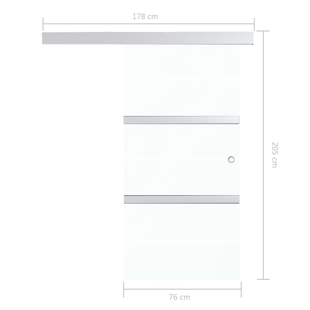 Schuifdeur 76x205 cm ESG-glas en aluminium zilverkleurig - Griffin Retail