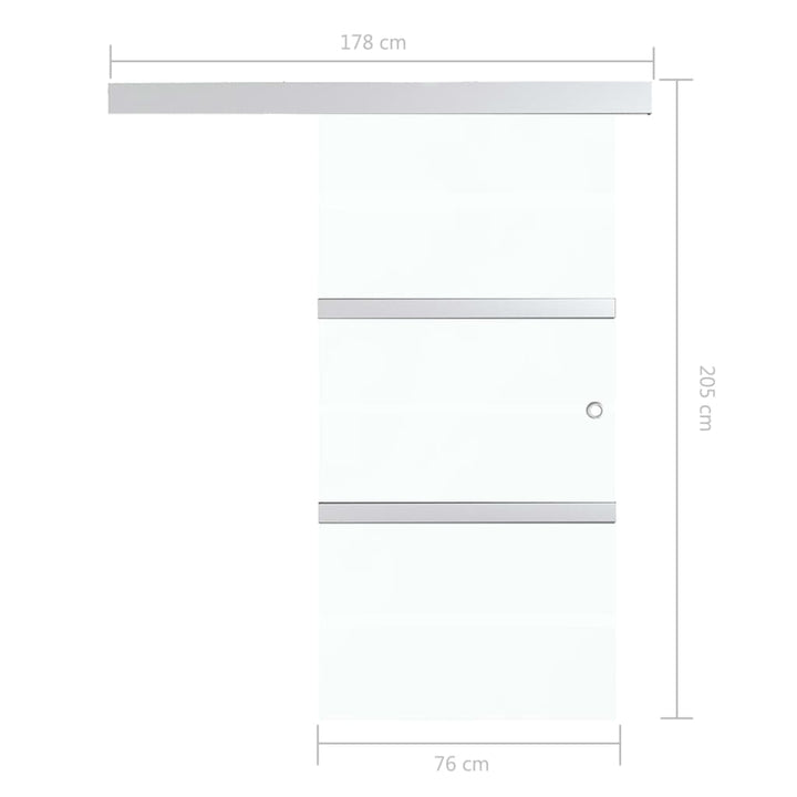 Schuifdeur 76x205 cm ESG-glas en aluminium zilverkleurig - Griffin Retail