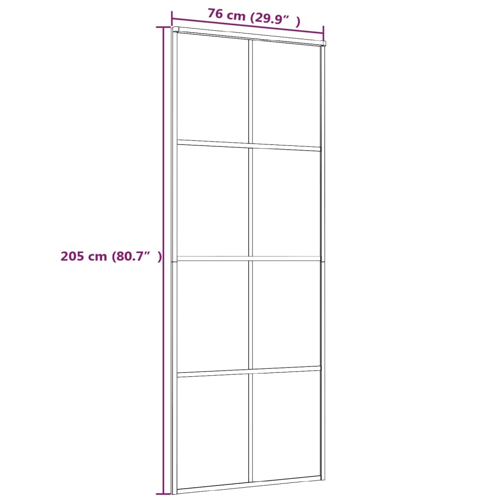 Schuifdeur 76x205 cm ESG-glas en aluminium zwart - Griffin Retail