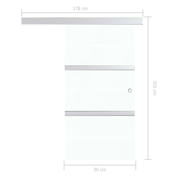 Schuifdeur 90x205 cm ESG-glas en aluminium zilverkleurig - Griffin Retail