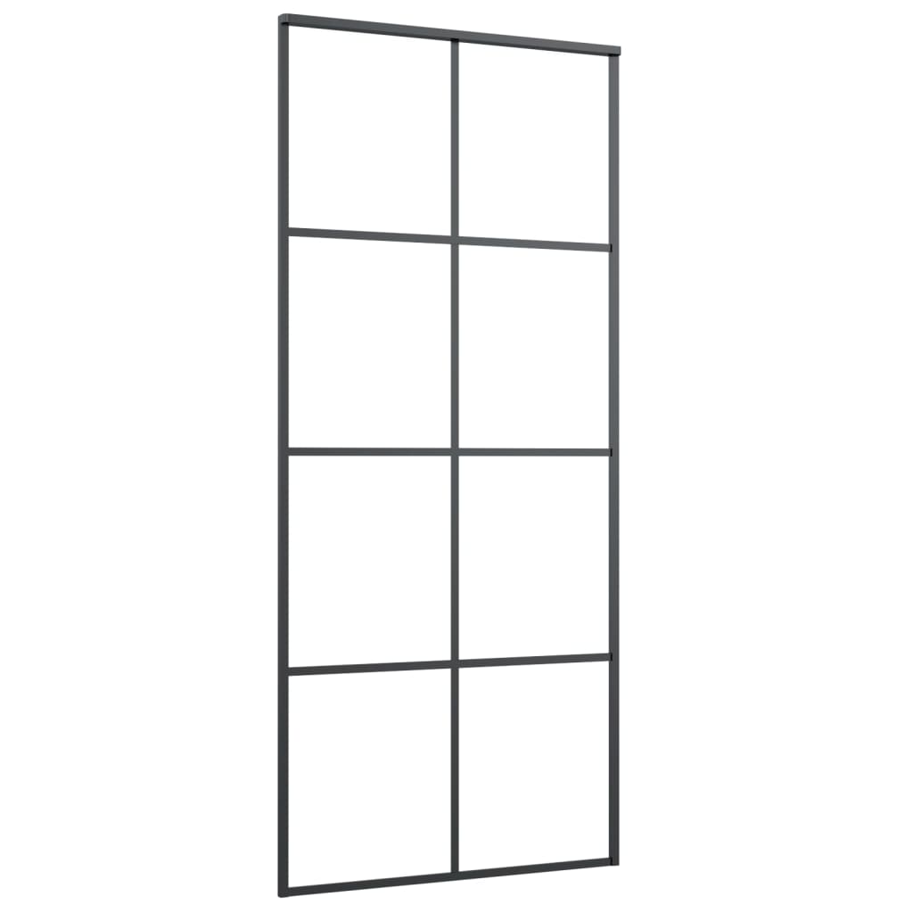 Schuifdeur 90x205 cm ESG-glas en aluminium zwart - Griffin Retail