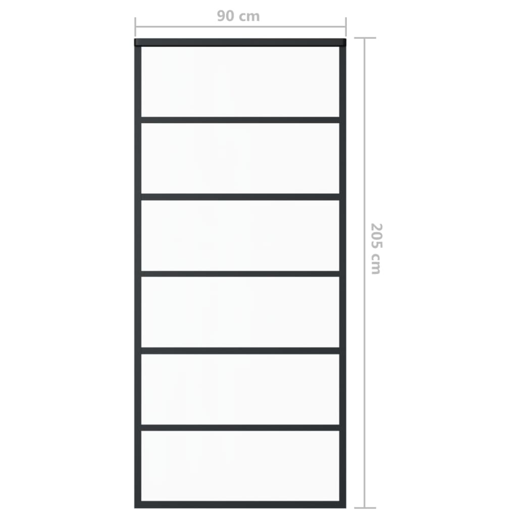 Schuifdeur 90x205 cm ESG-glas en aluminium zwart - Griffin Retail