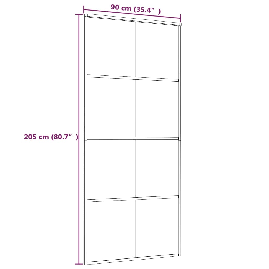 Schuifdeur 90x205 cm ESG-glas en aluminium zwart - Griffin Retail