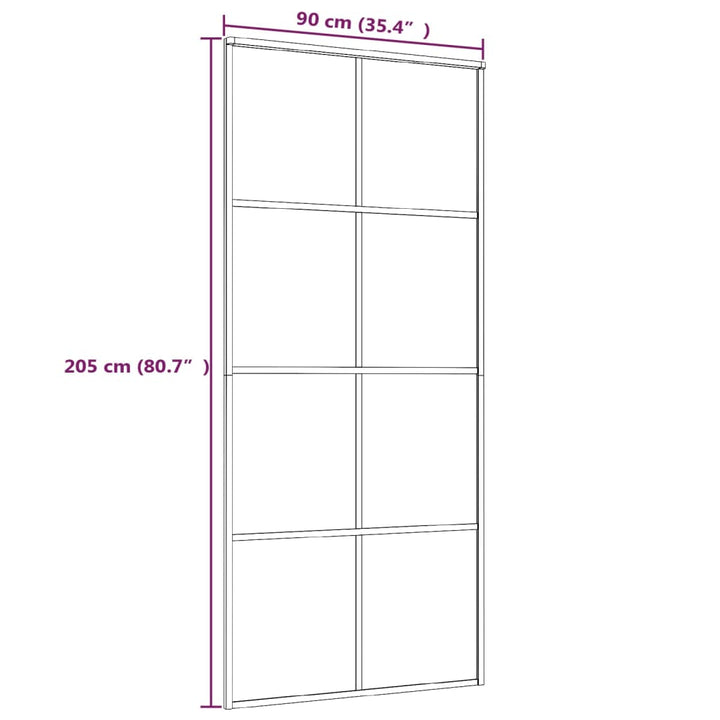 Schuifdeur 90x205 cm ESG-glas en aluminium zwart - Griffin Retail