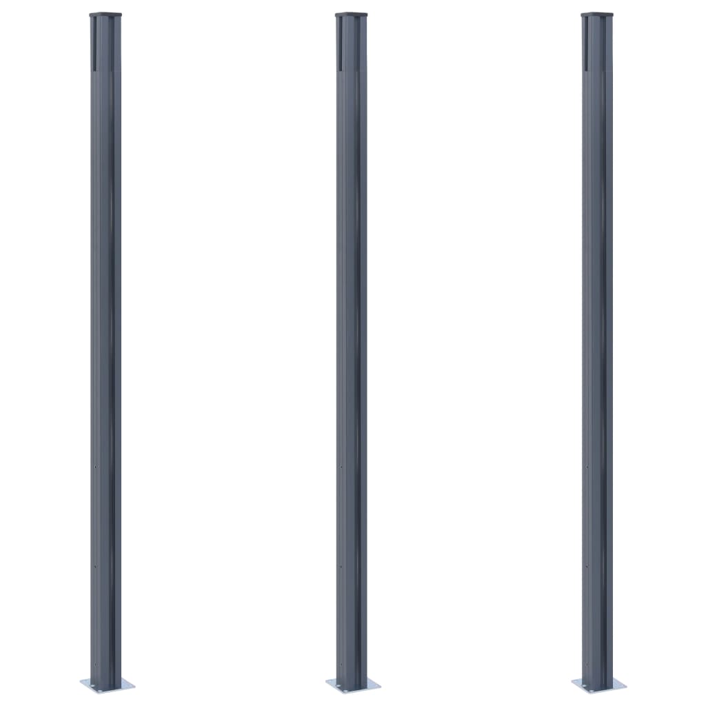 Schuttingpalen 3 st 185 cm aluminium donkergrijs - Griffin Retail