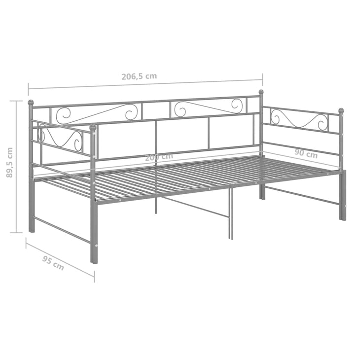 Slaapbankframe uittrekbaar metaal grijs 90x200 cm - Griffin Retail