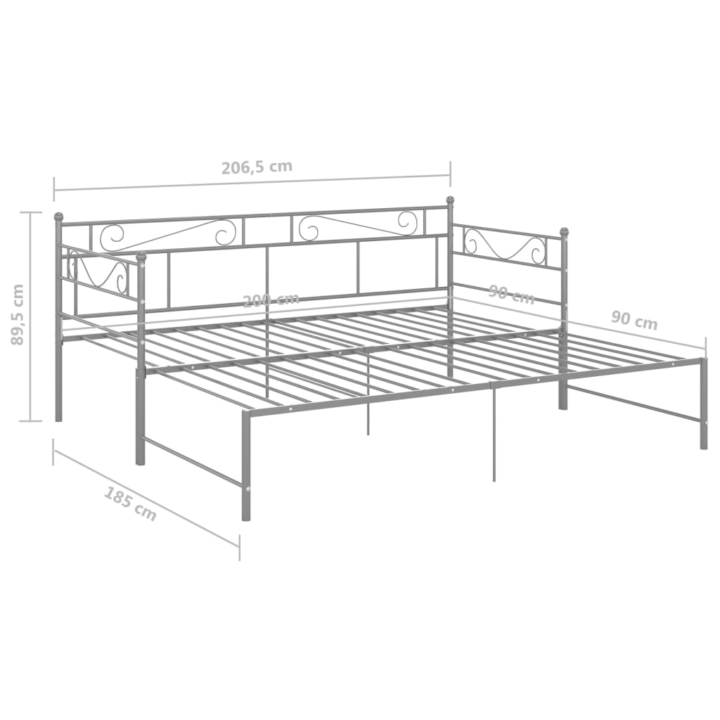 Slaapbankframe uittrekbaar metaal grijs 90x200 cm - Griffin Retail