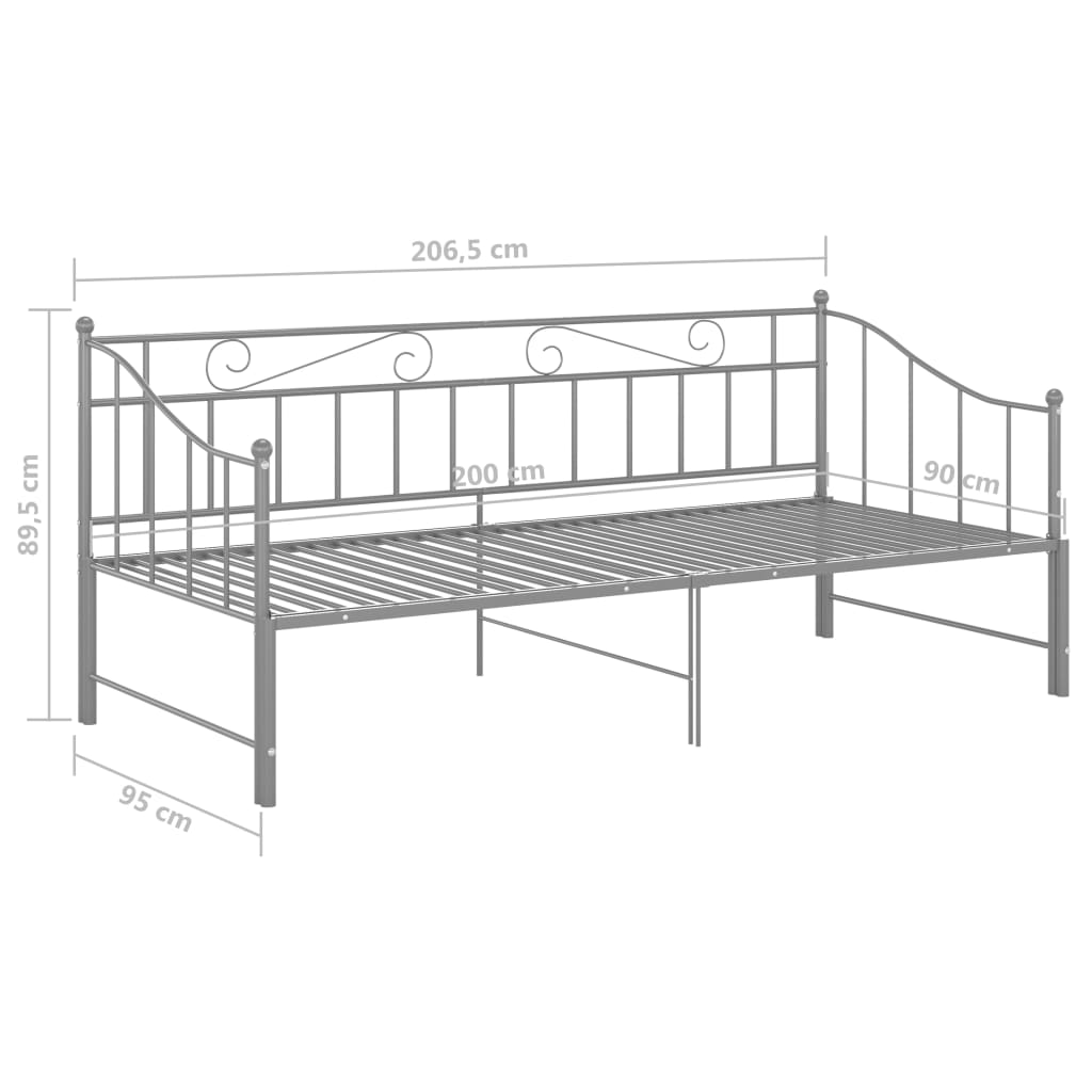 Slaapbankframe uittrekbaar metaal grijs 90x200 cm - Griffin Retail