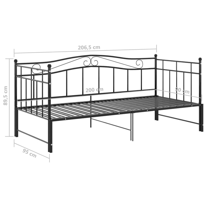 Slaapbankframe uittrekbaar metaal zwart 90x200 cm - Griffin Retail