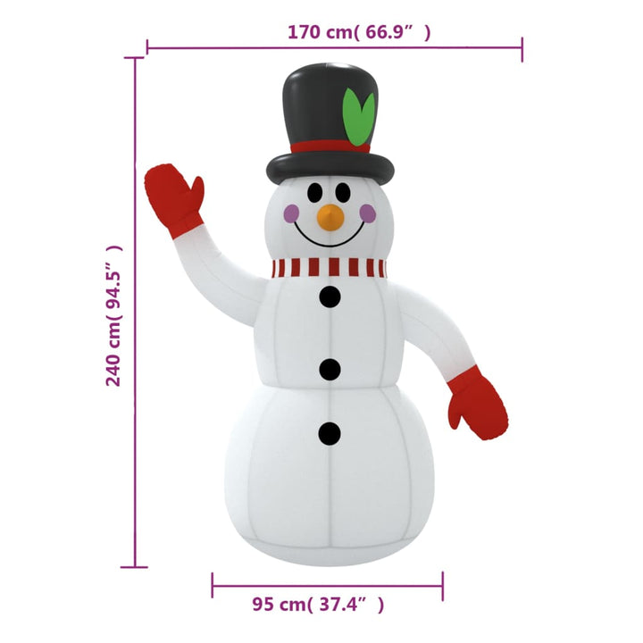 Sneeuwpop opblaasbaar met LED's 240 cm - Griffin Retail