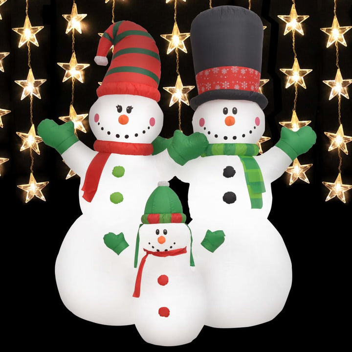 Sneeuwpopfamilie opblaasbaar met LED's 240 cm - Griffin Retail