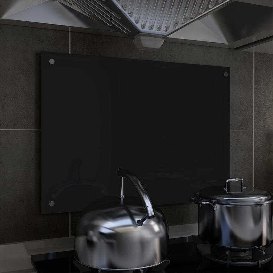 Spatscherm keuken 70x50 cm gehard glas zwart - Griffin Retail