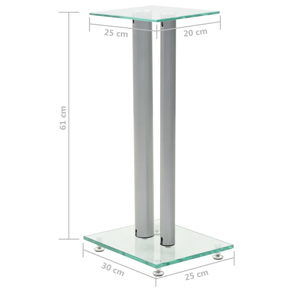 Speakerstandaarden zuil-ontwerp gehard glas zilver 2 st - Griffin Retail