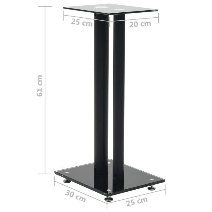 Speakerstandaarden zuil-ontwerp gehard glas zwart 2 st - Griffin Retail