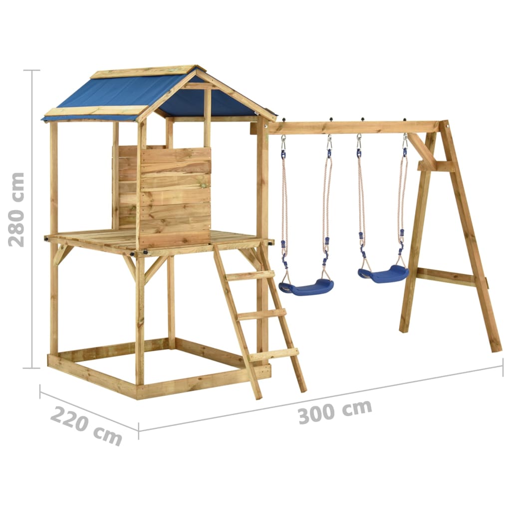 Speelhuis met schommels en ladder geïmpregneerd grenenhout - Griffin Retail