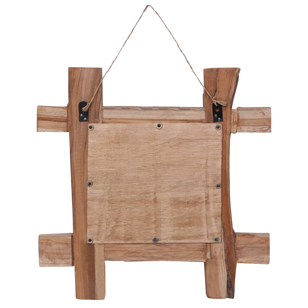 Spiegel houtblokken 50x50 cm massief gerecycled hout naturel - Griffin Retail