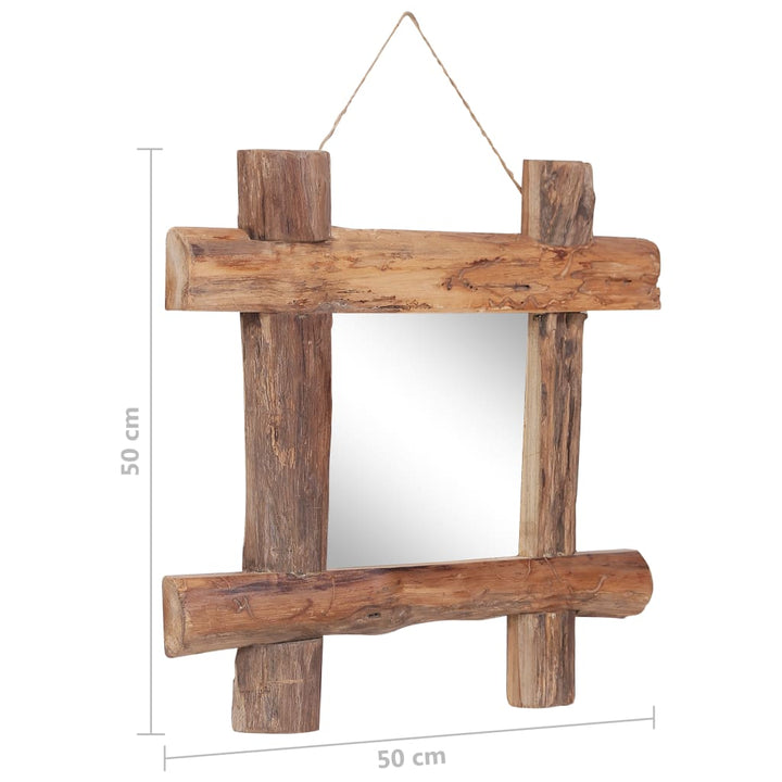 Spiegel houtblokken 50x50 cm massief gerecycled hout naturel - Griffin Retail