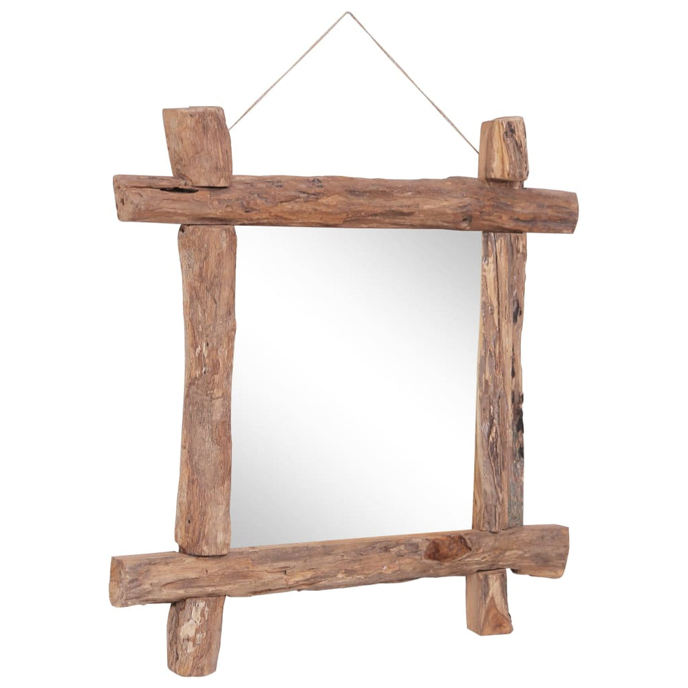 Spiegel houtblokken 70x70 cm massief gerecycled hout naturel - Griffin Retail
