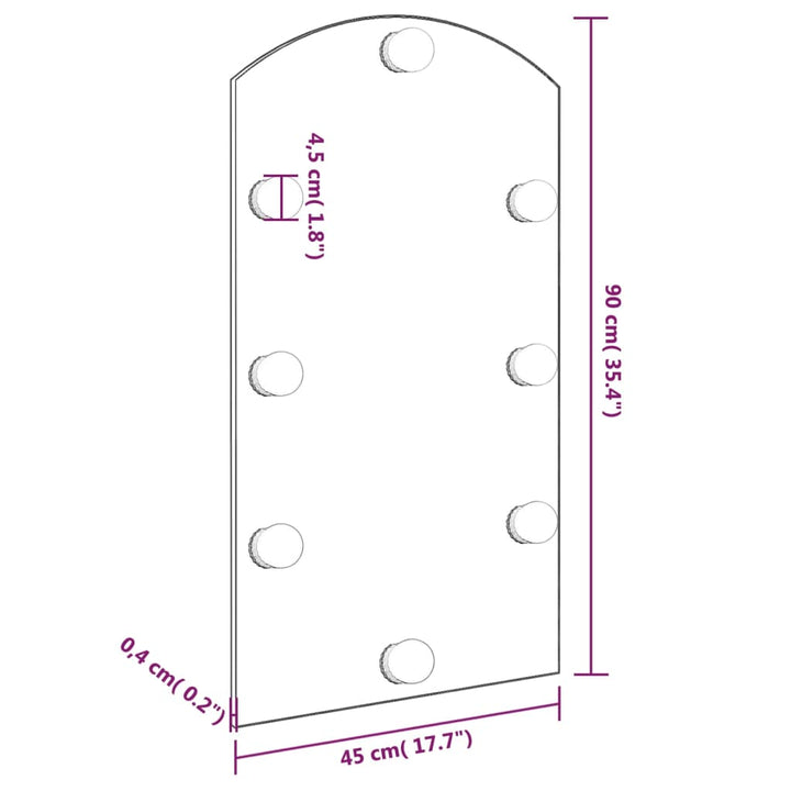 Spiegel met LED-verlichting boog 90x45 cm glas - Griffin Retail