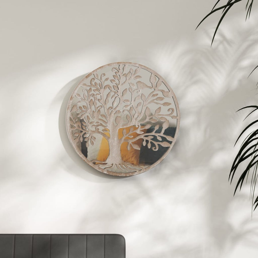 Spiegel rond 60x2,5 cm ijzer zandkleurig - Griffin Retail