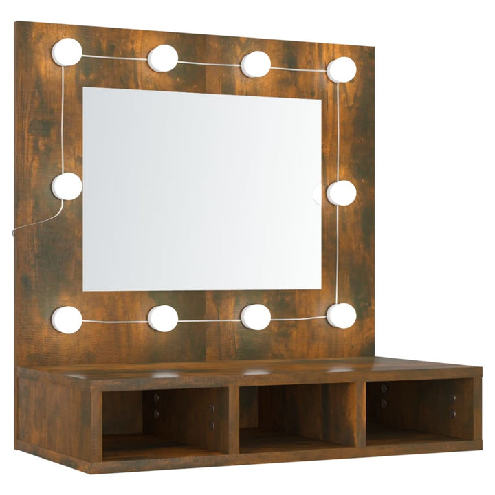 Spiegelkast met LED-verlichting 60x31,5x62 cm gerookt eiken - Griffin Retail