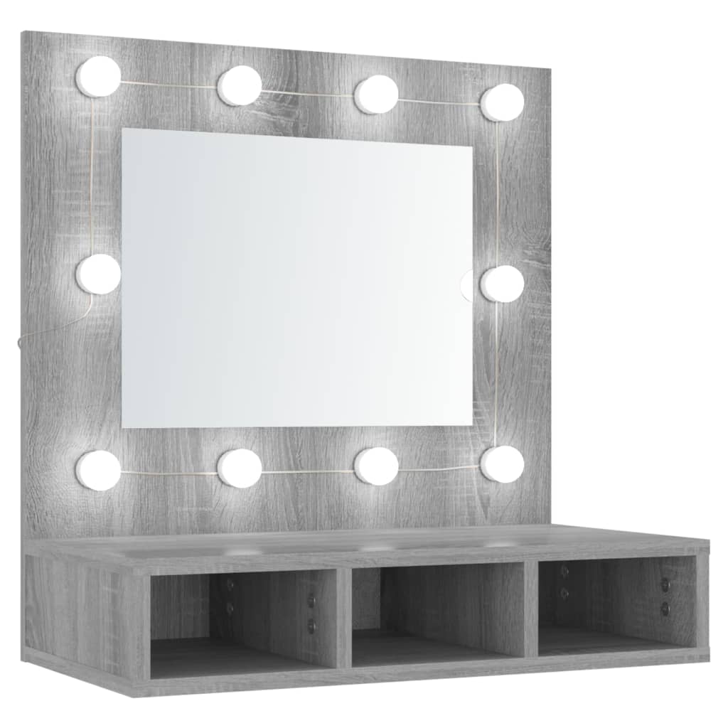 Spiegelkast met LED-verlichting 60x31,5x62 cm grijs sonoma - Griffin Retail