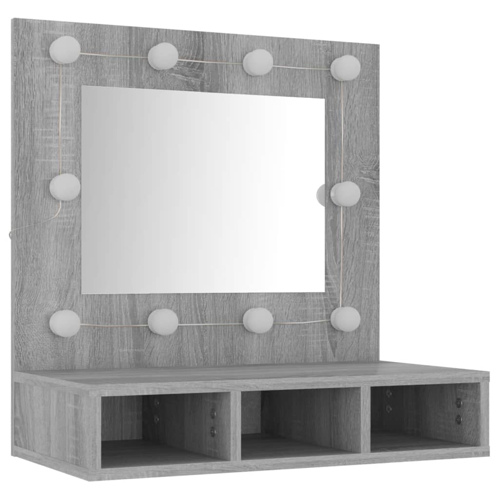 Spiegelkast met LED-verlichting 60x31,5x62 cm grijs sonoma - Griffin Retail