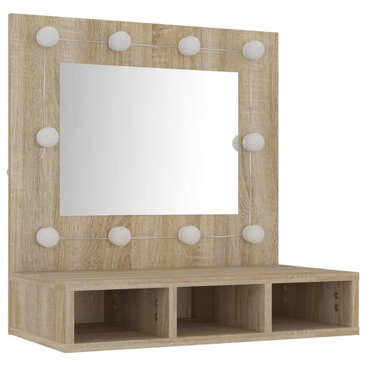 Spiegelkast met LED-verlichting 60x31,5x62 cm sonoma eikenkleur - Griffin Retail