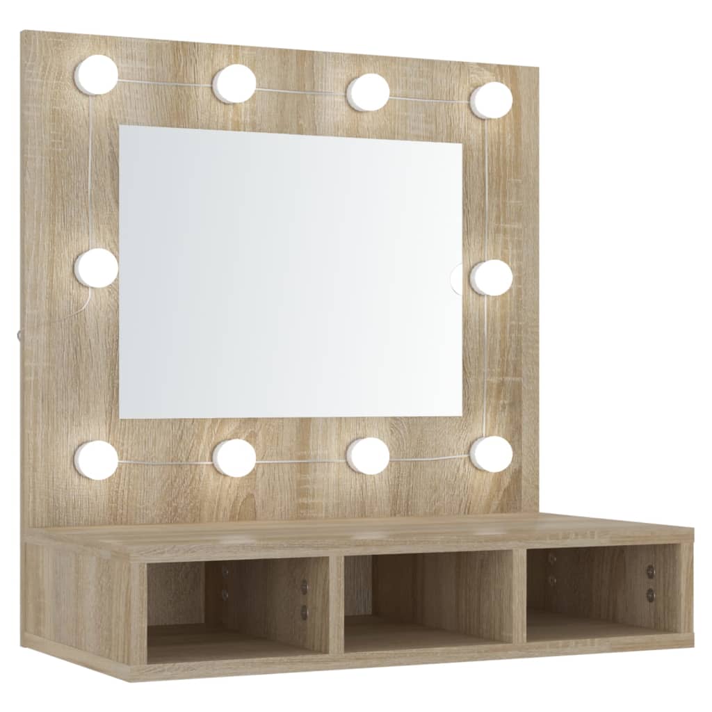 Spiegelkast met LED-verlichting 60x31,5x62 cm sonoma eikenkleur - Griffin Retail