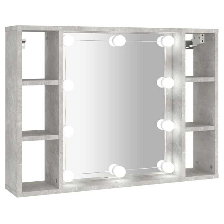 Spiegelkast met LED-verlichting 76x15x55 cm betongrijs - Griffin Retail