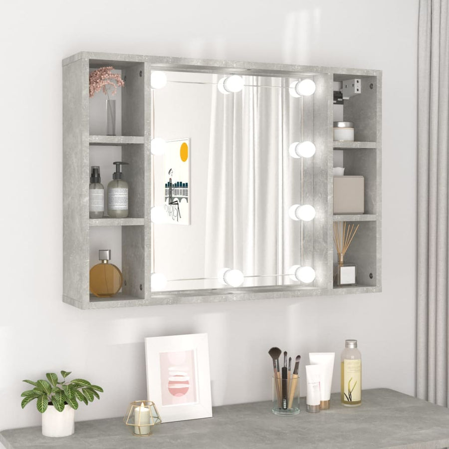 Spiegelkast met LED-verlichting 76x15x55 cm betongrijs - Griffin Retail