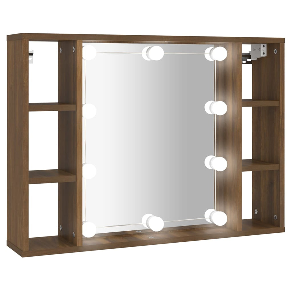 Spiegelkast met LED-verlichting 76x15x55 cm bruineikenkleurig - Griffin Retail