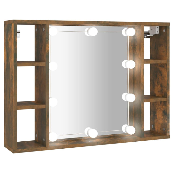 Spiegelkast met LED-verlichting 76x15x55 cm gerookt eikenkleur - Griffin Retail